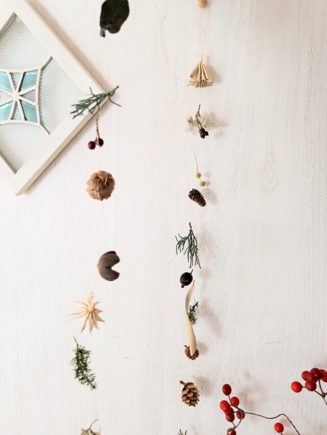 木の実のガーランド 木の実のモビール・ガーランド 2本セット 秋冬 | iichi 日々の暮らし