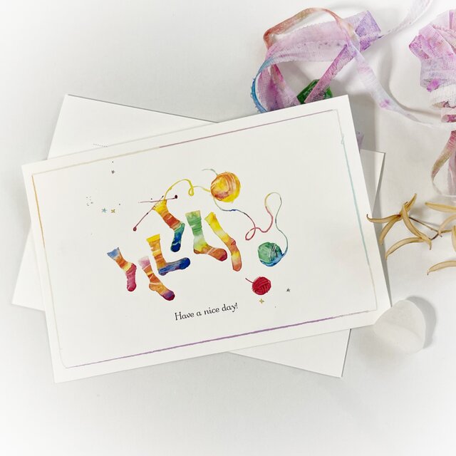 夕焼け色の靴下　メッセージカード
