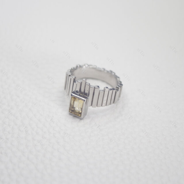 ハンドメイドのシルバーリング Skalisto Half シトリン 5×7mm