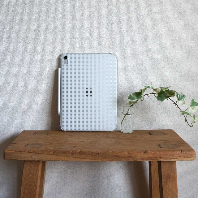 「 tokimeki gingham check（ ホワイト ）」＜ iPadケース ＞【ソフトタイプ】