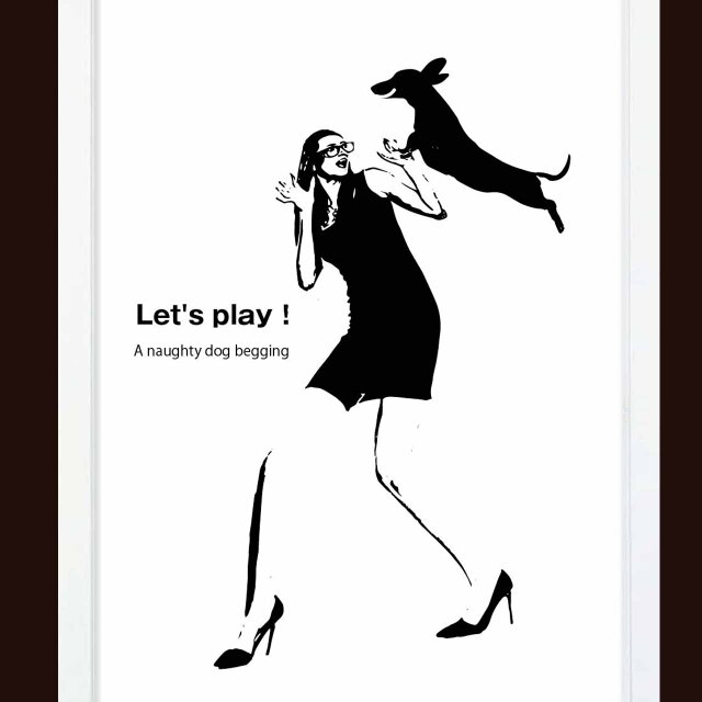 おねだり　犬　送料無料 　イラスト　A4〜A0　ポスター　アートポスター　アート/sei検索新着順　3709