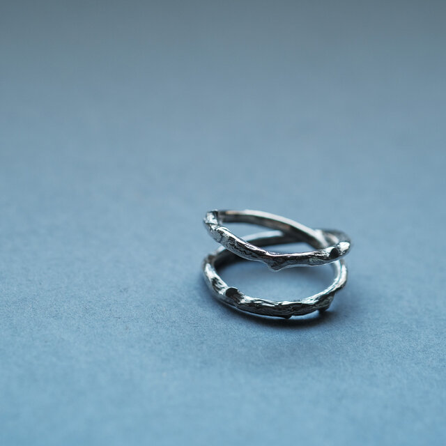 細枝 テクスチャー 2連 リング シルバー925 メンズ ユニセックス