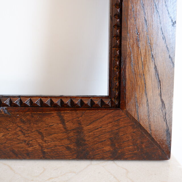 ブラウン☆フレーム 額縁 鏡 ポスター ナラ 無垢材 ヴィンテージ風