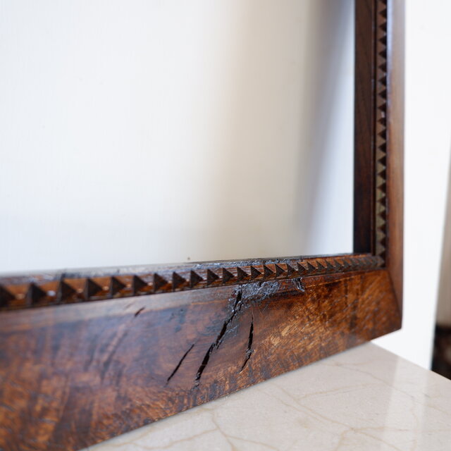 ブラウン☆フレーム 額縁 鏡 ポスター ナラ 無垢材 ヴィンテージ風