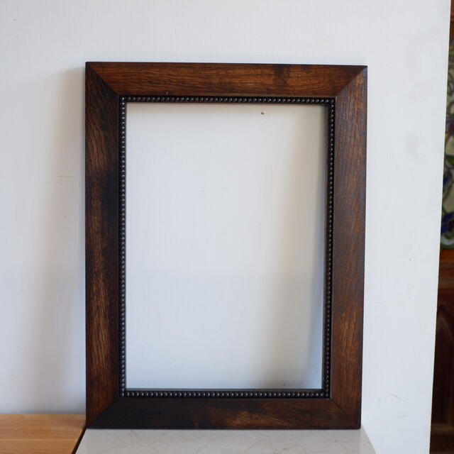 ブラウン☆フレーム 額縁 鏡 ポスター ナラ 無垢材 ヴィンテージ風