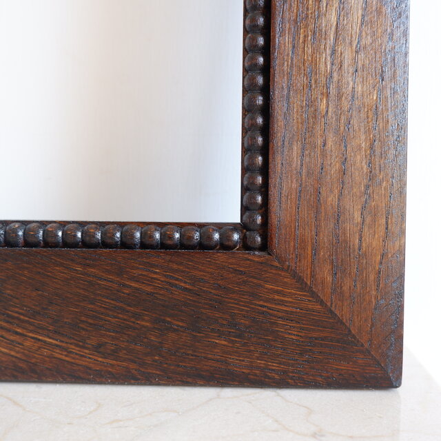 ブラウン☆フレーム 額縁 鏡 ポスター ナラ 無垢材 ヴィンテージ風