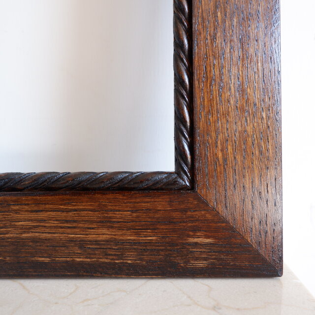 ブラウン☆フレーム 額縁 鏡 ポスター ナラ 無垢材 ヴィンテージ風