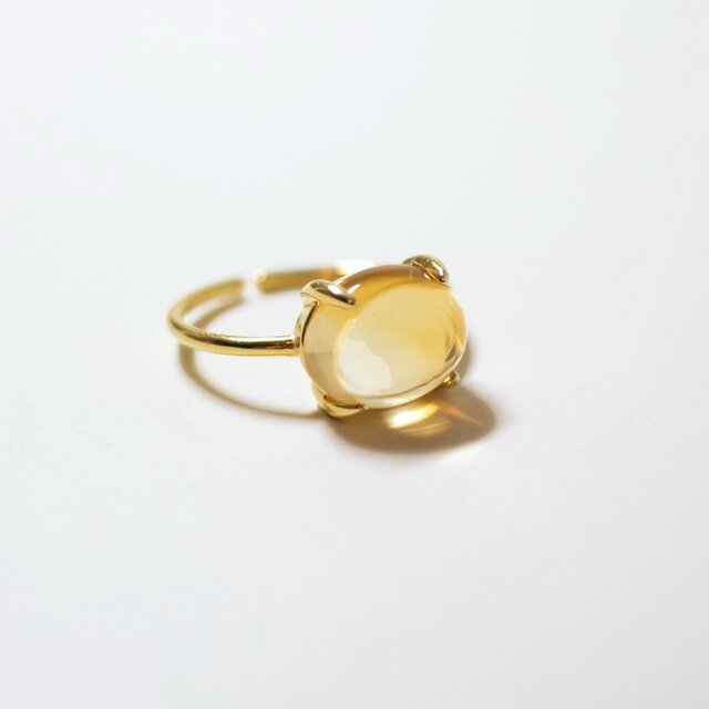 宝石質シトリン 天然石リング【フリーサイズ】18KGP s925