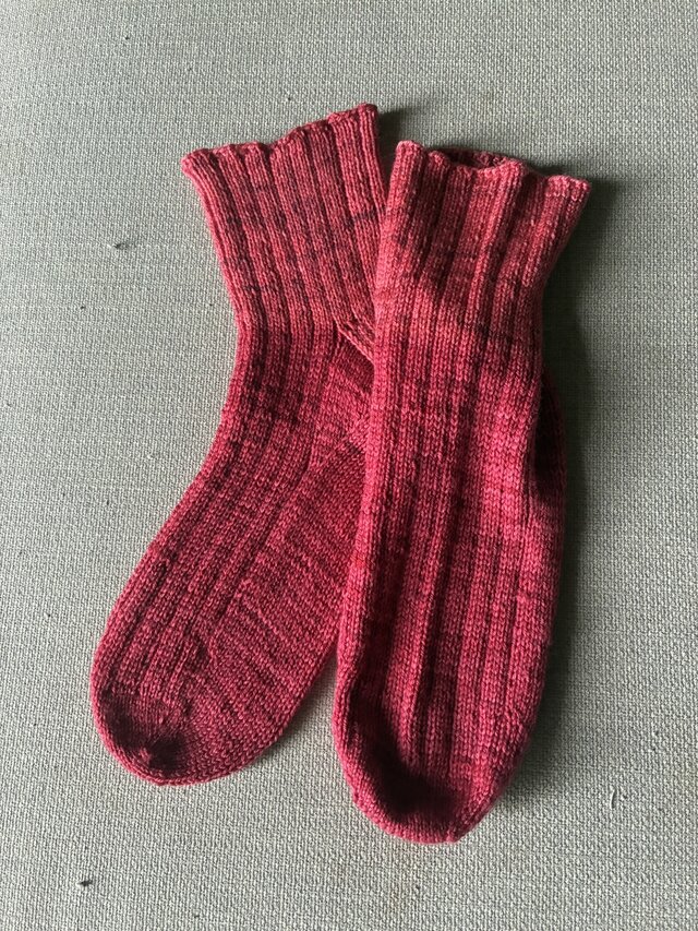 No.1558 手染め毛糸の手編み靴下