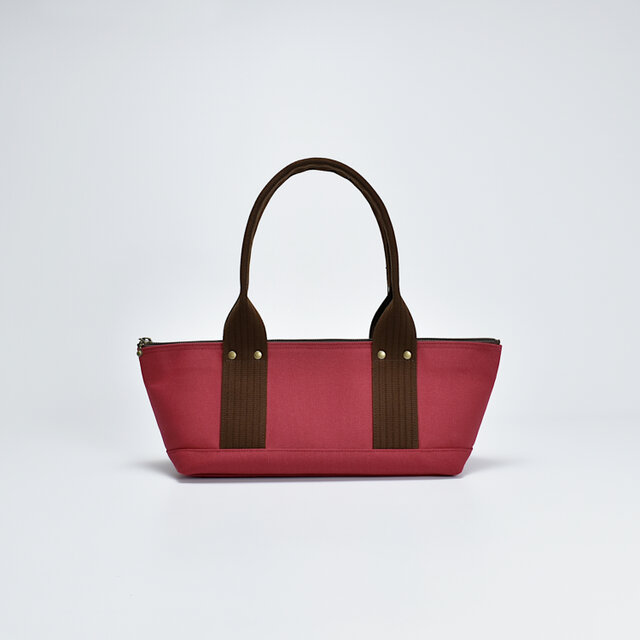 【受注製作】よこながファスナートート（レッド×ブラウン）