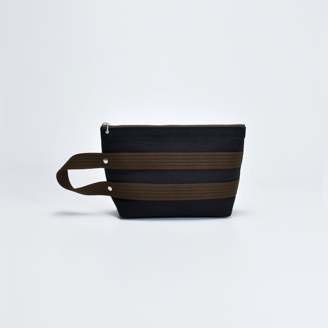 【受注製作】 持ち手付き帆布ポーチ（ブラック）