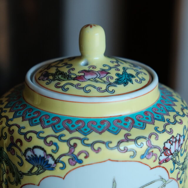 花と鳥◇中国景徳鎮 花鳥文色絵急須 茶器 シノワズリ チャイナ