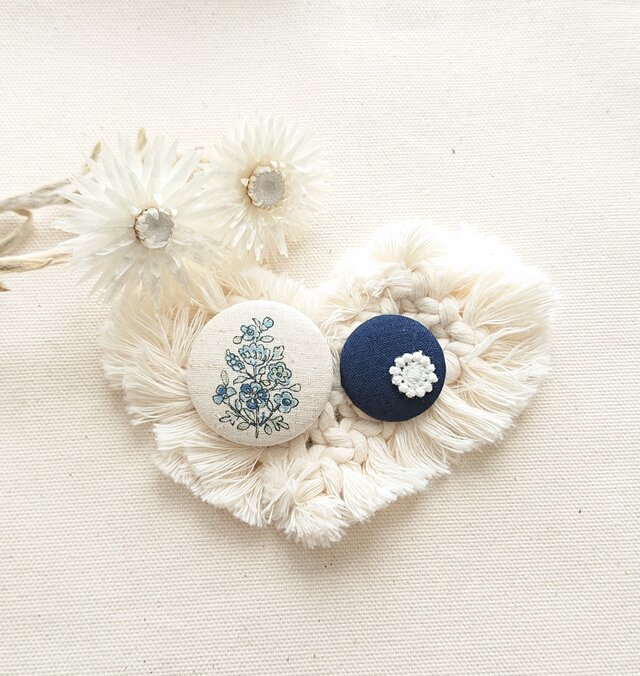 ★くるみボタンブローチ★