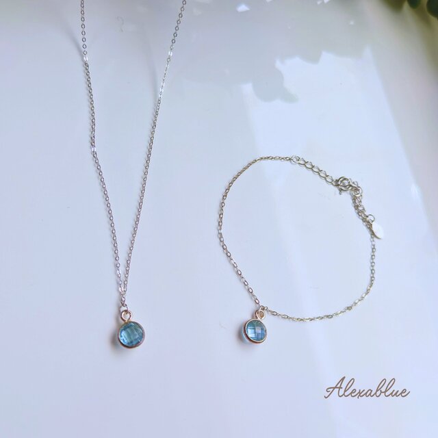 スカイブルートパーズ ネックレス＆ブレスレット セット｜S925