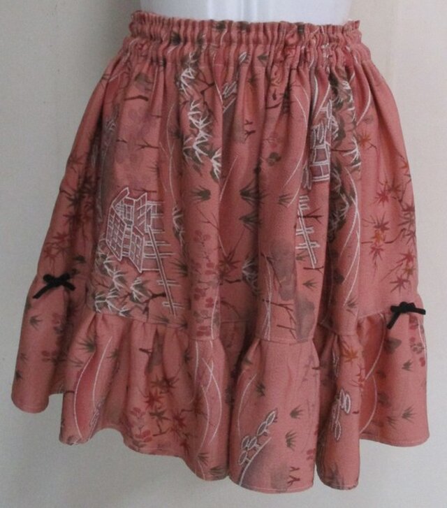 ８３８２　花柄の着物で作ったミニスカート　＃送料無料