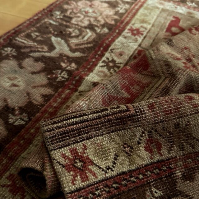 72×88 赤ブラウンの雰囲気ある一枚　トルコヴィンテージラグ 72×88 赤ブラウンの雰囲気ある一枚 トルコヴィンテージラグ