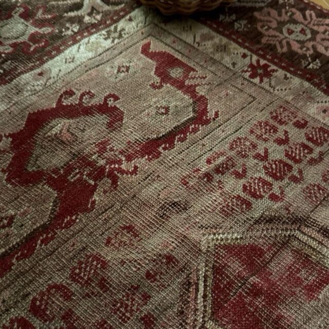 72×88 赤ブラウンの雰囲気ある一枚　トルコヴィンテージラグ 72×88 赤ブラウンの雰囲気ある一枚トルコヴィンテージラグ