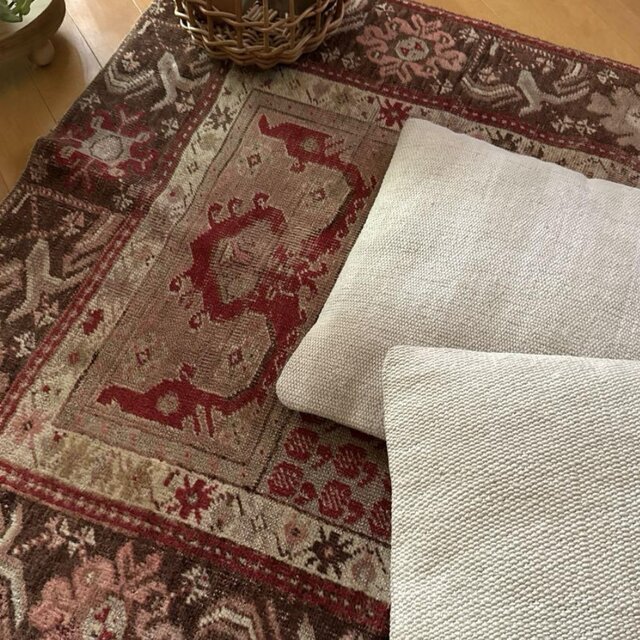 72×88 赤ブラウンの雰囲気ある一枚　トルコヴィンテージラグ 72×88 赤ブラウンの雰囲気ある一枚 トルコヴィンテージラグ