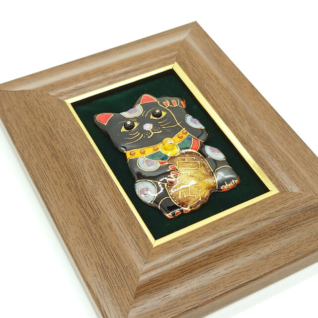 飾って福を招く・ミニ】招き猫の七宝焼アートフレーム（白/黒）【受注