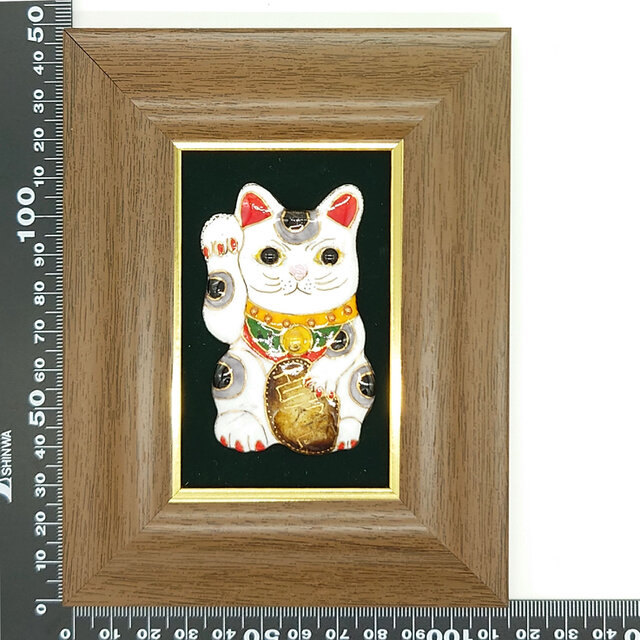 飾って福を招く・ミニ】招き猫の七宝焼アートフレーム（白/黒）【受注