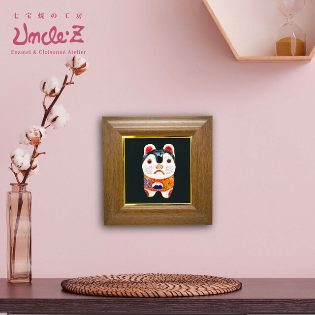 【すこやかを願う・ミニ】犬張り子の七宝焼アートフレーム【受注制作】
