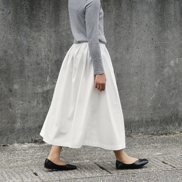 即納】コットンリネン ロングスカート（オフホワイト）リネン 麻