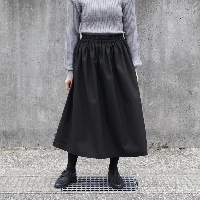 即納】コットンリネン ロングスカート（ブラック）リネン 麻 コットン