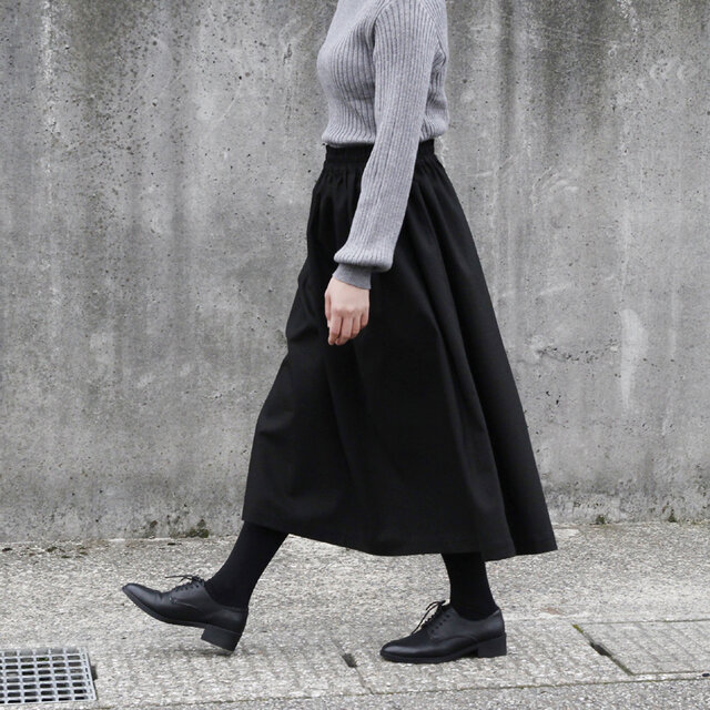 即納】コットンリネン ロングスカート（ブラック）リネン 麻 コットン