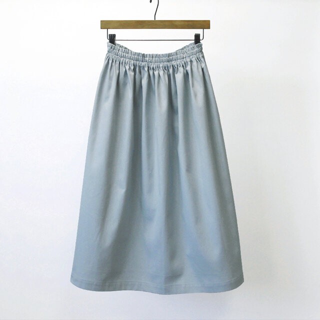 【即納】コットンリネン ロングスカート（グレイッシュブルー）リネン 麻 コットン ナチュラル グレイッシュ ブルー