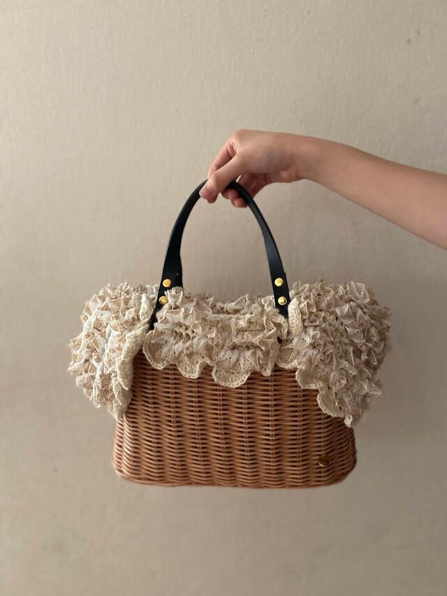 1点在庫あり】手編みの籐かごバッグ/Megg Bag panier/パニエクロシェ
