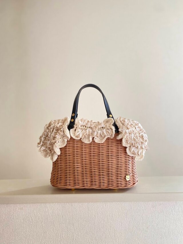 1点在庫あり】手編みの籐かごバッグ/Megg Bag panier/パニエクロシェ