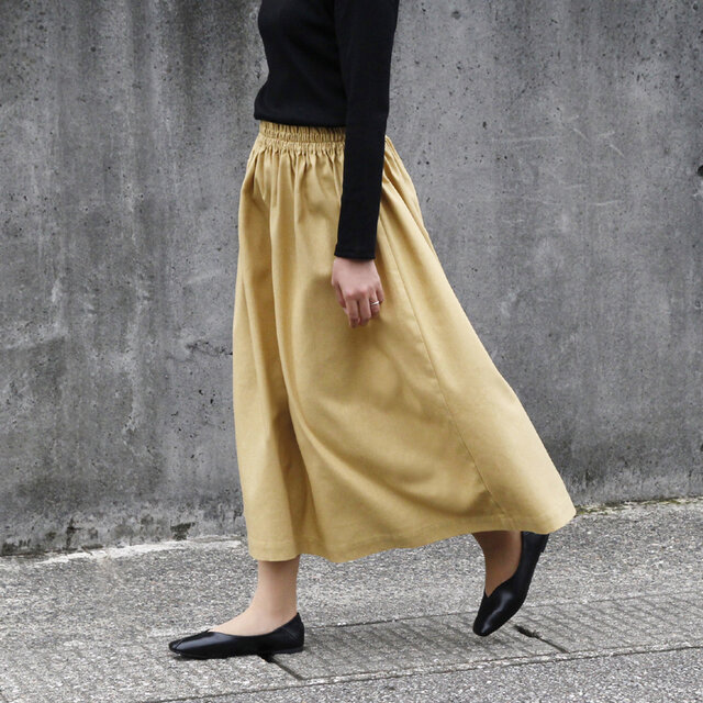 即納】コットンリネン ロングスカート（ストローイエロー）リネン 麻