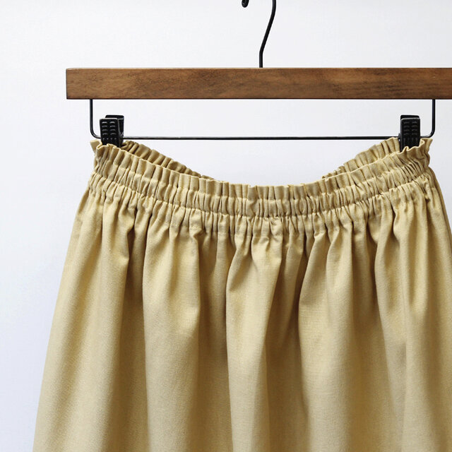 即納】コットンリネン ロングスカート（ストローイエロー）リネン 麻
