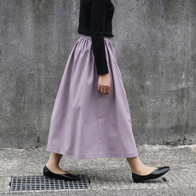 即納】コットンリネン ロングスカート（ラベンダー）リネン 麻