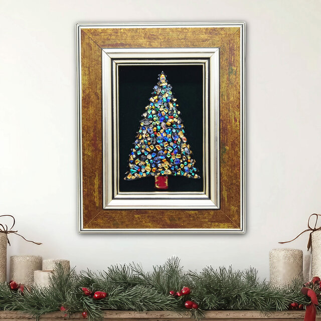 現品限り！一点物】クリスマスツリーの七宝焼アートフレーム