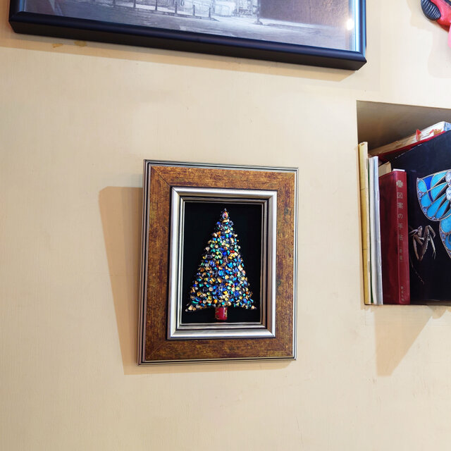 現品限り！一点物】クリスマスツリーの七宝焼アートフレーム