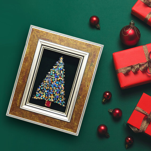 現品限り！一点物】クリスマスツリーの七宝焼アートフレーム（2025-01