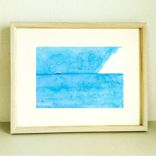 水彩画 蝶と少女（原画、F4サイズ、額付き）butterfly and Girl in the