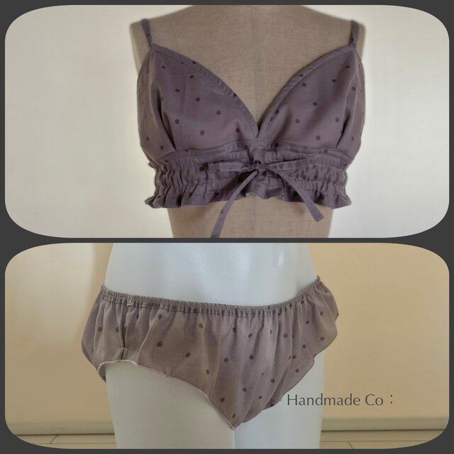 Choose！シンプルな、、ストレスフリー ブラ＆ショーツ : : purple dots