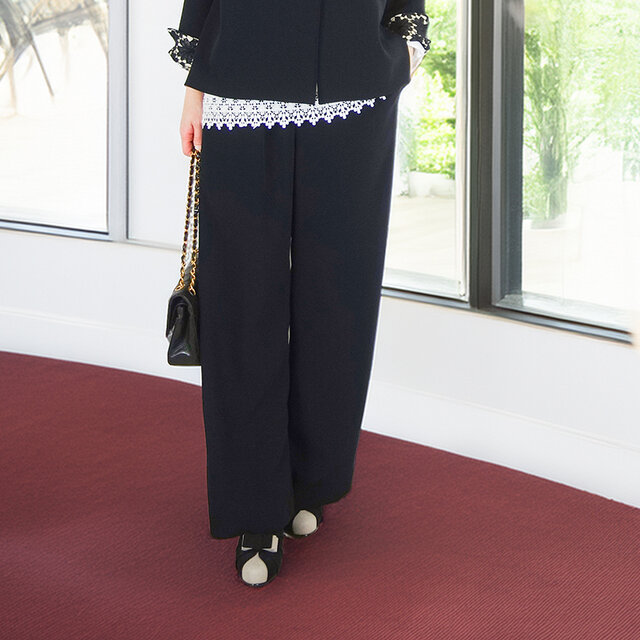 [予約販売]ブラックジョーゼットワイドパンツ（セットアップになります）（イージーケア・裏地なし）結婚式 卒業式 卒園式 冠婚葬祭