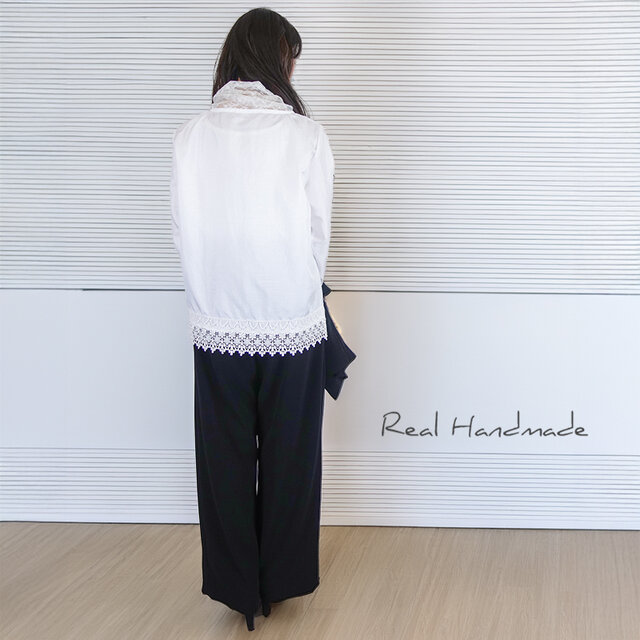 予約販売]ブラックジョーゼットワイドパンツ（セットアップになります