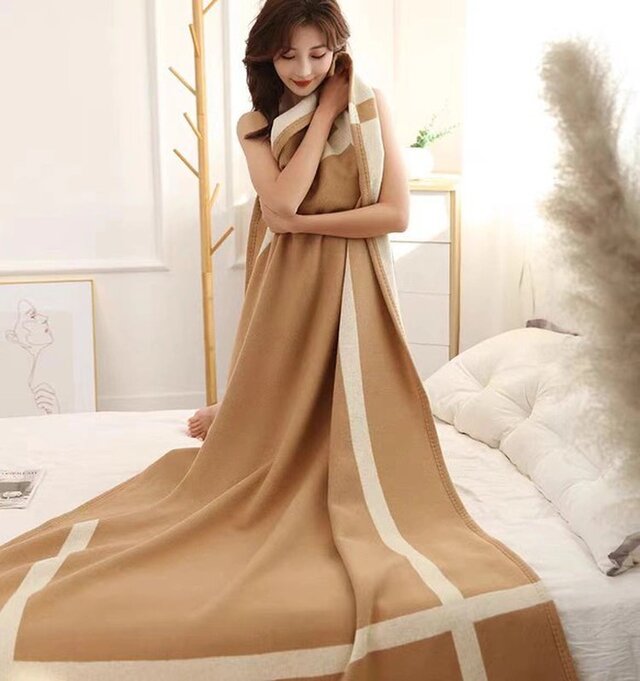 上質ウール ランケット ひざ掛け 厚く毛布 ソファカバー ブランケット