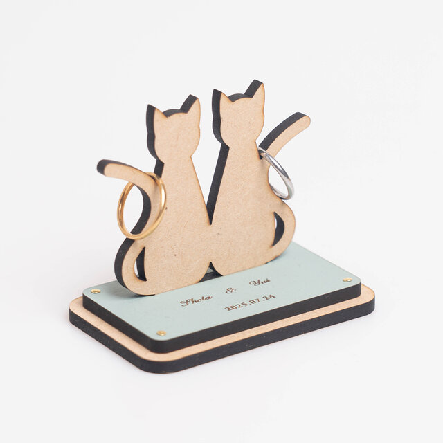 猫のカップルのリングピロー