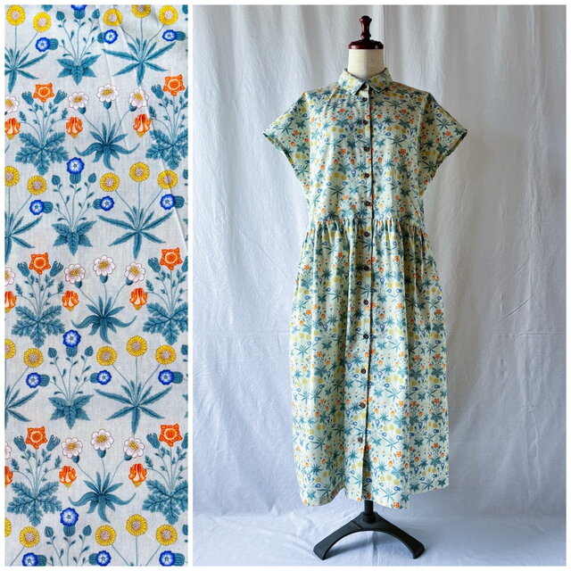 涼しく美しいアプリコットワンピース：115cm丈（V&Aデイジー：グリーン）