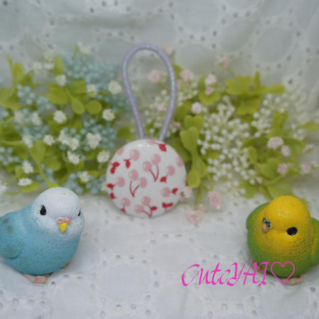 くるみボタン ヘアゴム おしゃれ トワルドジュイ チェリー