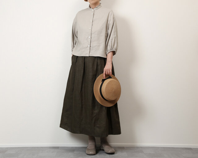 サロ SARO カッタCATTA リメイクスカート オリーブグリーン 518タックギャザースカート(オリーブグリーン) | iichi 日々の
