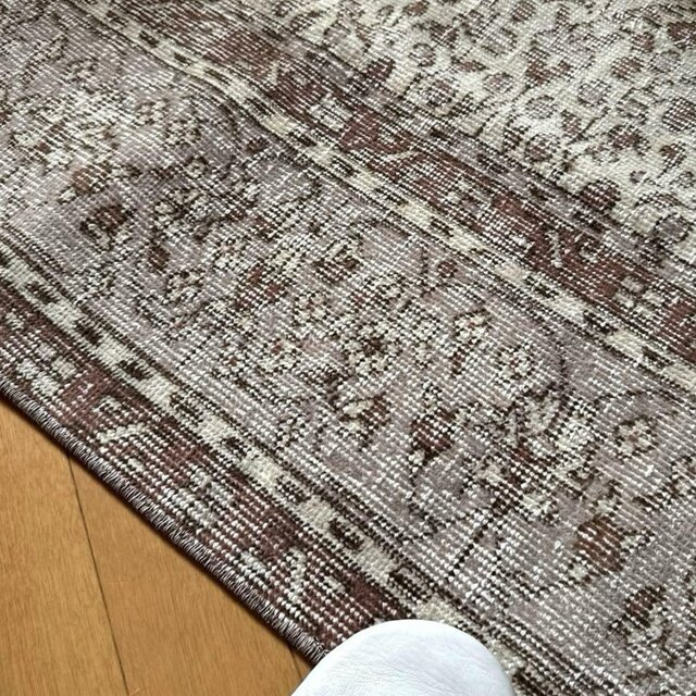 64.5×136 草花ボタニカルモチーフ 薄紫×ブラウン トルコ