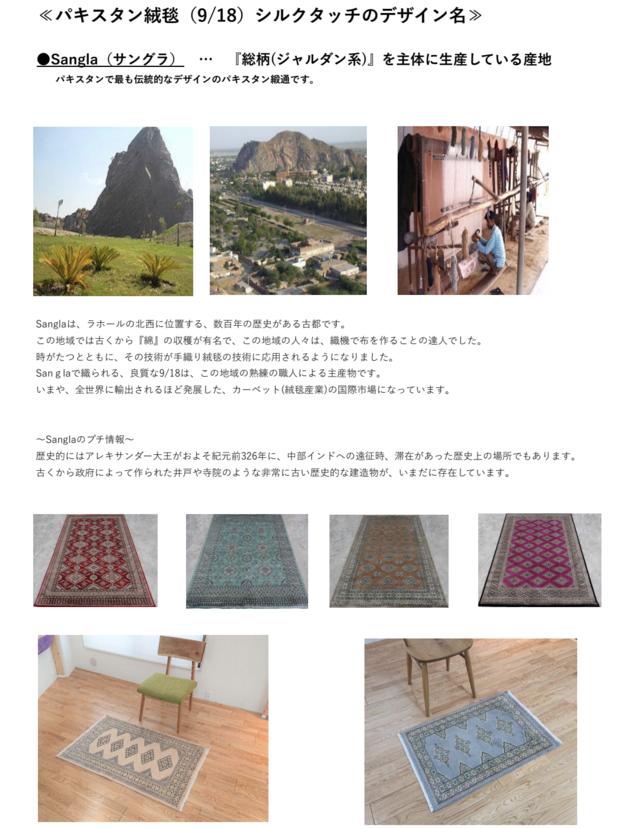 パキスタン絨毯シルクタッチ ラグ 201x142cm 軽くて畳める