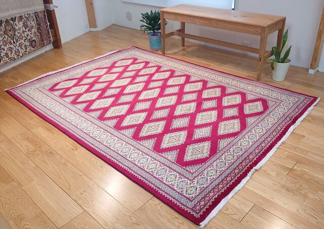 パキスタン絨毯シルクタッチ ラグ 201x142cm 軽くて畳める