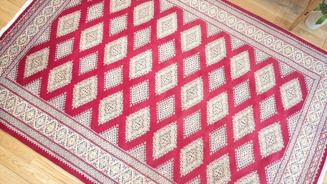 パキスタン絨毯シルクタッチ ラグ 201x142cm 軽くて畳める
